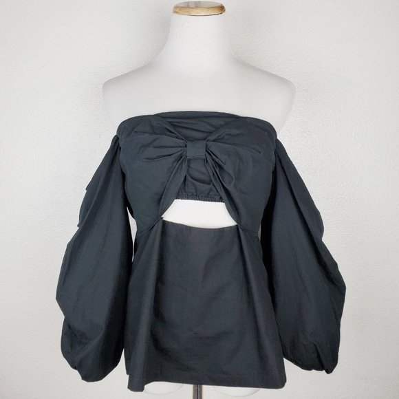 NWT MLM Label Off-Shoulder Cutout Top Black - Picture 2 of 10